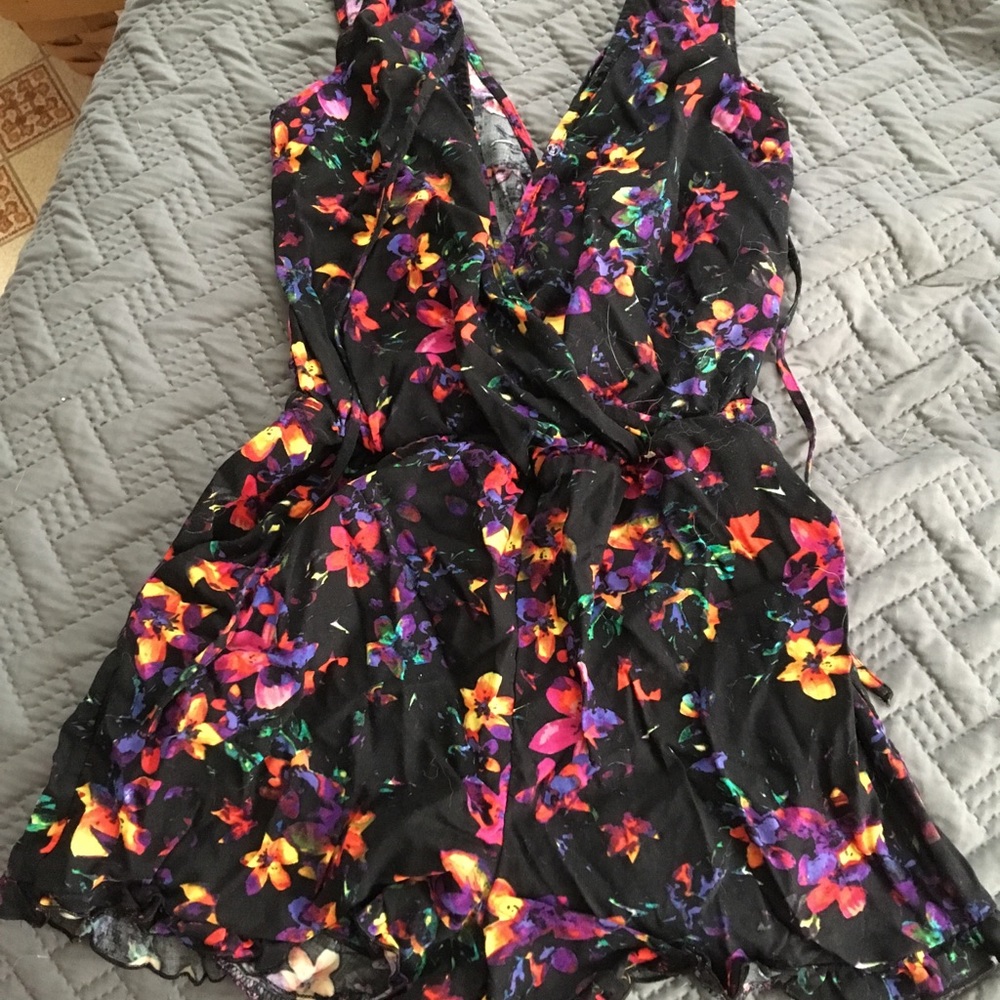 Black floral romper